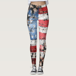 ~* AP27 Grunge USA Flag Leopard Glitzer Leggings