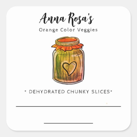 *~* AP30 Blank-Jar-Label für gedrossene Karotten Quadratischer Aufkleber (Vorderseite)