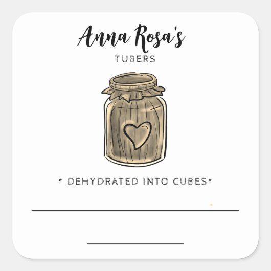 ** AP30 Dehydrated Tubers Blank Jar Labels . Gold~ Quadratischer Aufkleber (Vorderseite)