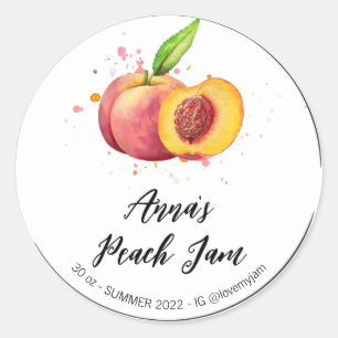 *~* AP30 Peach Homemade Jelly Jam Preserve Runder Aufkleber
