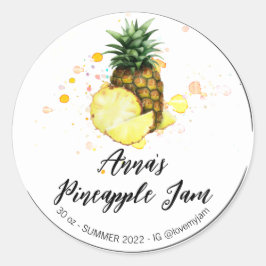 *~* AP30 PINEAPPLE Homemade Jelly Jam Preserve Runder Aufkleber