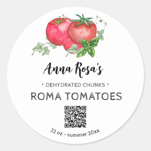 *~* AP30 QR-Logo für Tomaten/Paradeiser Runder Aufkleber (Vorderseite)