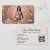 *~* AP32 Dusty Rose Stars Lotus Frau QR Mandala Visitenkarte (Vorne/Hinten)