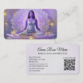 *~* AP32 Kosmischer Lavendel Lotus Frau QR Mandala Visitenkarte (Vorne/Hinten)