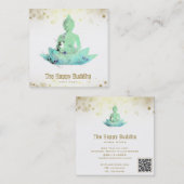*~* AP33 Buddha QR Botanical Lotus Aqua Quadratische Visitenkarte (Vorne/Hinten)