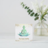 *~* AP33 Buddha QR Botanical Lotus Aqua Quadratische Visitenkarte (Stehend Vorderseite)