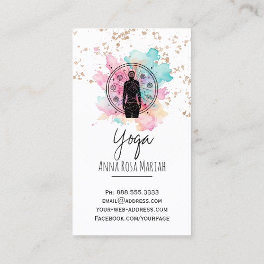 *~* AP33 Glitzer Yoga Rainbow Chakra Spirituell Visitenkarte (Rückseite)