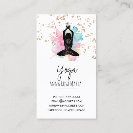 *~* AP33 Rainbow Chakra Spiritueller Glitzer Yoga Visitenkarte (Rückseite)