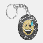 *~* AP40 Grinning QR Face Sweat Emoji Glitzer Schlüsselanhänger (Vorderseite links)