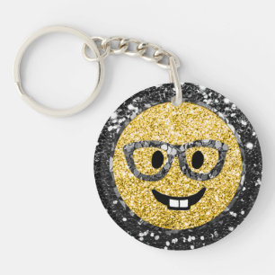*~* AP40 Intelligente Brille Nerd Emoji Glitter   Schlüsselanhänger