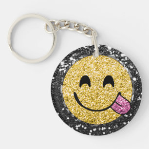 *~* AP40 Rosa Zunge Seitlich Kokettierendes Emoji Schlüsselanhänger