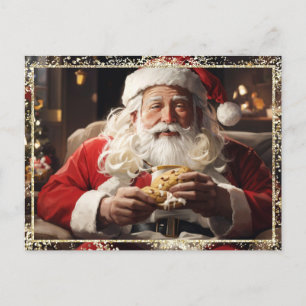 *~* AP44 Weihnachtsmann Kekse FOTO Glitter Feiertagspostkarte