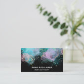 *~* AP46 Pastel Gold Glitzer QR Abstrakt Tinte LOG Visitenkarte (Stehend Vorderseite)