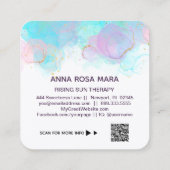 *~* AP46 Pastel QR Gold Glitzer Abstrakt Tinte LOG Quadratische Visitenkarte (Rückseite)