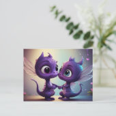 *~* AP48 FOTO Einladender Drache Dino Cartoon Post Postkarte (Stehend Vorderseite)