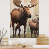*~* AP49 Herd MOSE Stream Forest Nature Poster (Küche)