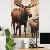 *~* AP49 Herd MOSE Stream Forest Nature Poster (Heimbüro)