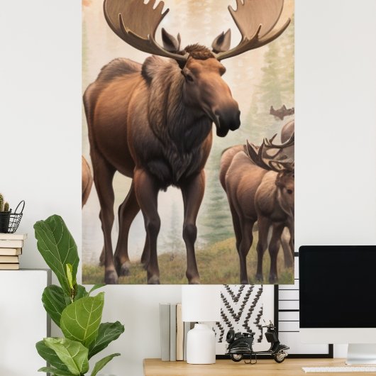 *~* AP49 Herd MOSE Stream Forest Nature Poster (Heimbüro)