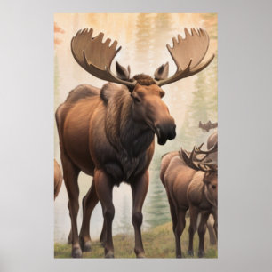 *~* AP49 Herd MOSE Stream Forest Nature Poster