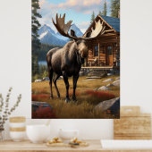 *~* AP49 MOOSE Stream Nature Cabin Forest Poster (Küche)
