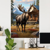 *~* AP49 MOOSE Stream Nature Cabin Forest Poster (Heimbüro)