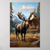 *~* AP49 MOOSE Stream Nature Cabin Forest Poster (Vorne)