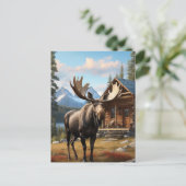 *~* AP49 MOOSE Stream Nature Cabin Forest Postkarte (Stehend Vorderseite)