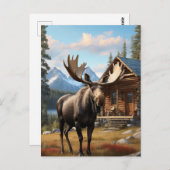 *~* AP49 MOOSE Stream Nature Cabin Forest Postkarte (Vorne/Hinten)
