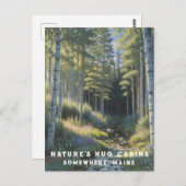 *~* AP49 Nature Maine Forest Woods Vacation Stream Postkarte (Vorne/Hinten)