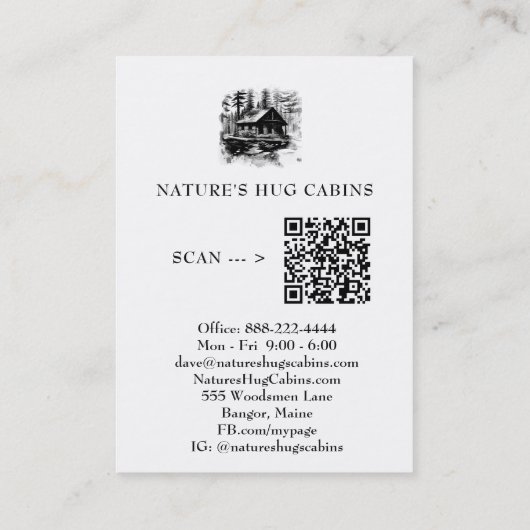 *~* AP49 Rustic Cabin Hütte Lodge QR Visitenkarte (Rückseite)