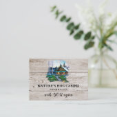 *~* AP49 Rustikale Hütte QR Holzplanks Visitenkarte (Stehend Vorderseite)