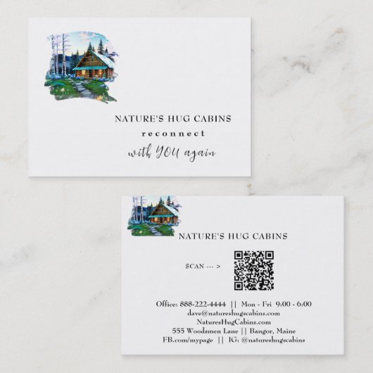 *~* AP49 Rustikale Hütte QR Sommer Frühjahr Visitenkarte (Vorne/Hinten)