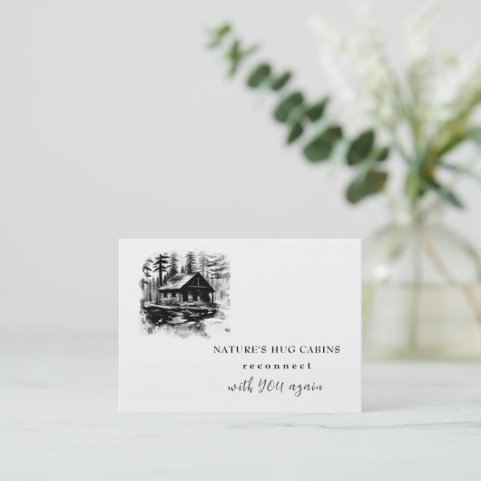 *~* AP49 Rustikale Kabine QR Hütte Lodge Visitenkarte (Stehend Vorderseite)