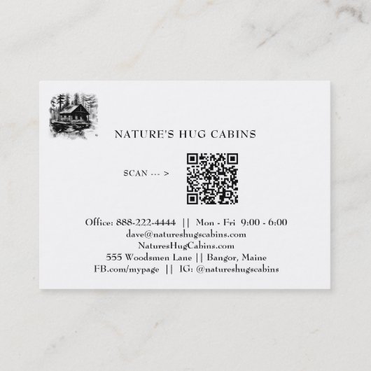 *~* AP49 Rustikale Kabine QR Hütte Lodge Visitenkarte (Rückseite)