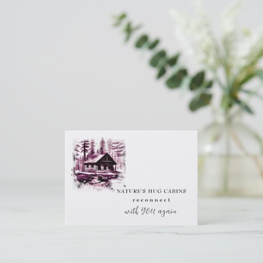 *~* AP49 Rustikale Kabine QR Hütte Lodge Visitenkarte (Stehend Vorderseite)