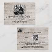 *~* AP49 Rustikale Kabine Sketch Wood Planks QR Visitenkarte (Vorne/Hinten)