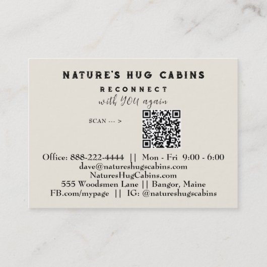 *~* AP49 Rustikaler QR Glitzer aus geschältem Holz Visitenkarte (Rückseite)