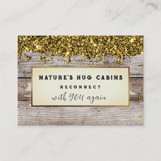 *~* AP49 Rustikaler QR Glitzer aus geschältem Holz Visitenkarte (Vorderseite)