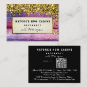 *~* AP49 Rustikaler QR-Glitzer aus gewittertem Hol Visitenkarte (Vorne/Hinten)