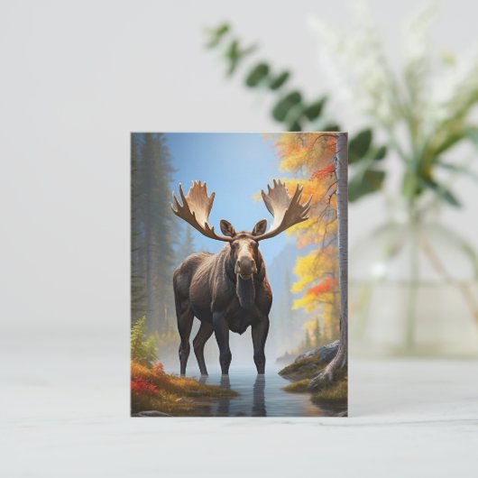 *~* AP49 starker MOOSE Stream Nature Forest Postkarte (Stehend Vorderseite)