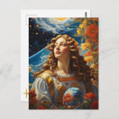 *~* AP50 Fantasy Universe Cosmic Goddess Blume Postkarte (Vorne/Hinten)