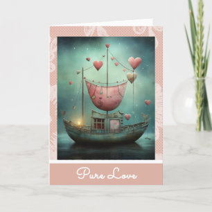 *~* AP51 28 Romantische Liebe Boat Hearts Valentin Feiertagskarte