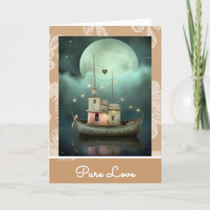*~* AP51 35 Romantic House Boat Hearts Valentine Feiertagskarte