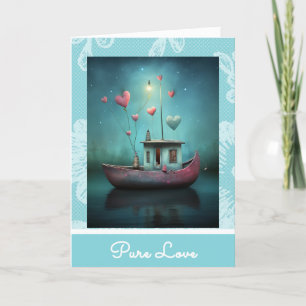 *~* AP51 8 Liebesboot Herzen Romantischer Valentin Feiertagskarte