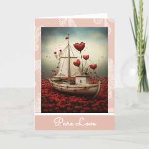 *~* AP51 Liebe Boot 16 Herz Romantisches Valentin Feiertagskarte
