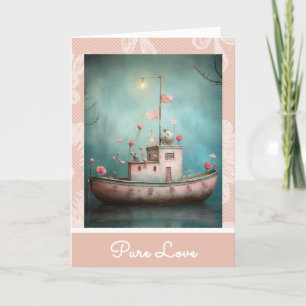 *~* AP51 Liebesboot 19 Herzen Romantischer Valen Feiertagskarte