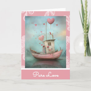*~* AP51 Liebesboot-Herzen Romantischer Valentinst Feiertagskarte