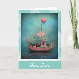 *~* AP51 Romantische Boot-Herzen Valentinstag Sere Feiertagskarte