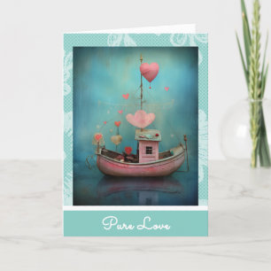 *~* AP51 Romantische Bootsherzen Valentine Serene  Feiertagskarte