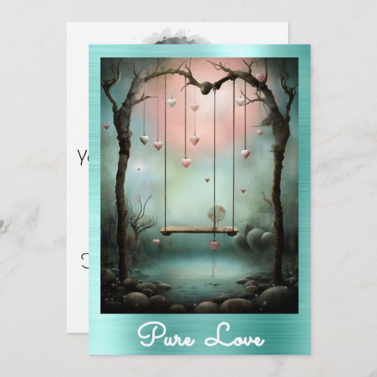 *~* AP51 Romantische Schwungherzen Valentine Seren Einladung (Vorne/Hinten)